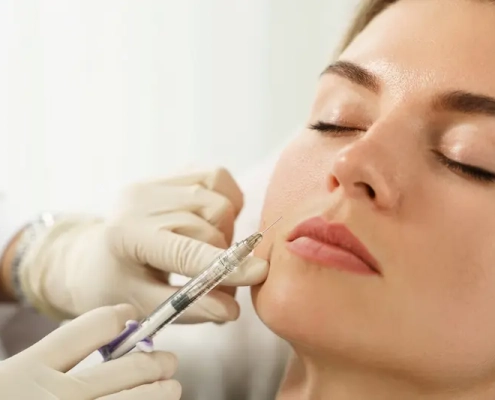 Filler viso su giovane donna in studio medico in centro a Milano